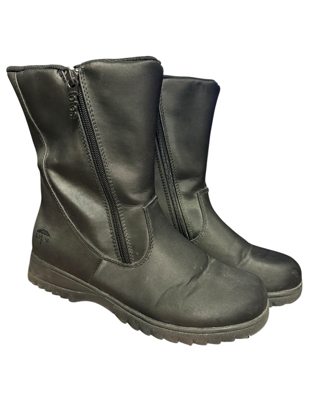 Totes Women’s Size 8M Black Waterproof Insulated Winter Snow Boots Side Zip